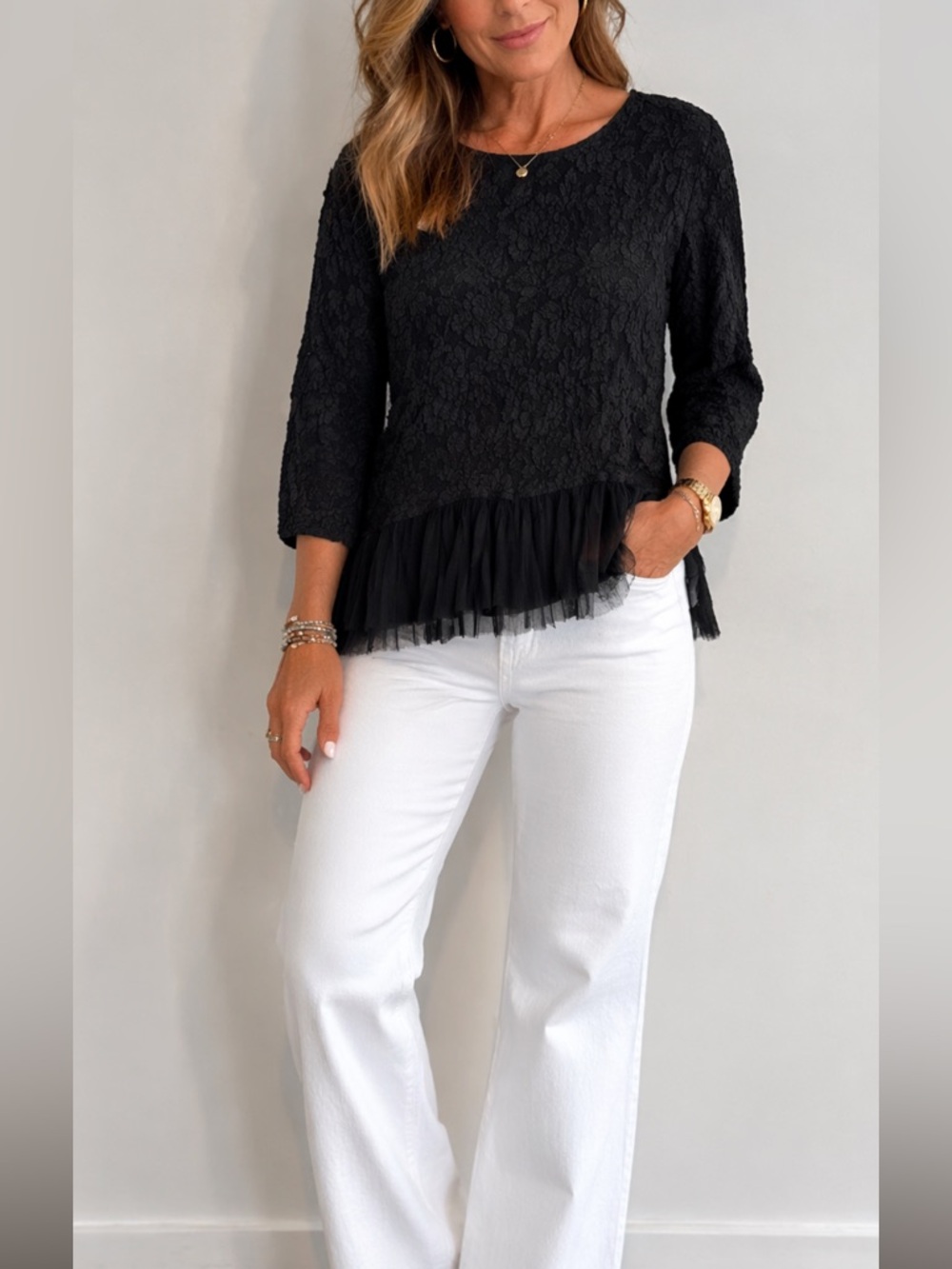 URU Black Lace Women's Blouse
